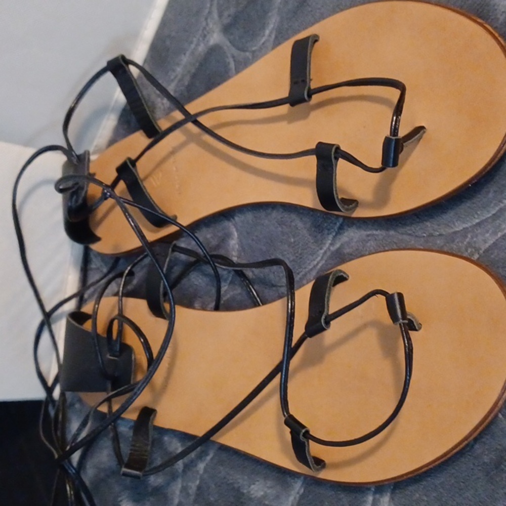 J. Crew  Black Wrap  Gladiator Sandals Strappy Size 10